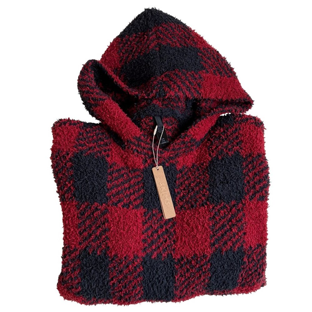NWT SKIMS Cozy Knit Hoodie (Brick Buffalo Check) - Size S/M